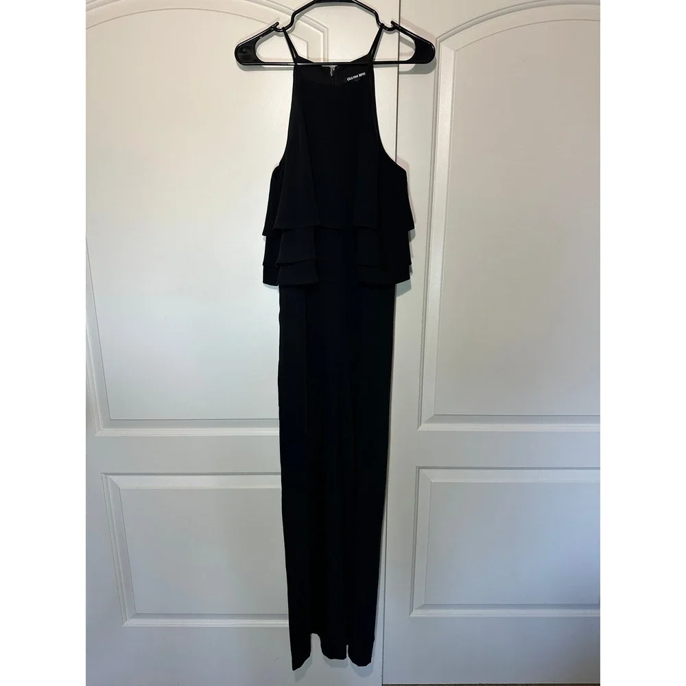 Gianni Bini Denise Black Halter Tiered Ruffled Popover Wide Leg Jumpsuit‎ 6